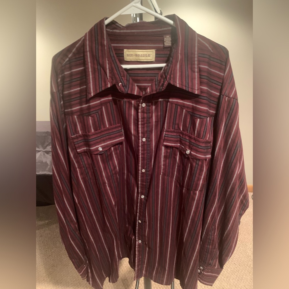 Vintage bit and bridle pearl snap button down western shirt size 3X